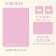 thumbnail image 3 of Juego de Sábanas Tacto Algodón King Size 4 Piezas Ultra Suaves y Frescas Color Rosa Pastel Kyuden Home, 3 of 5