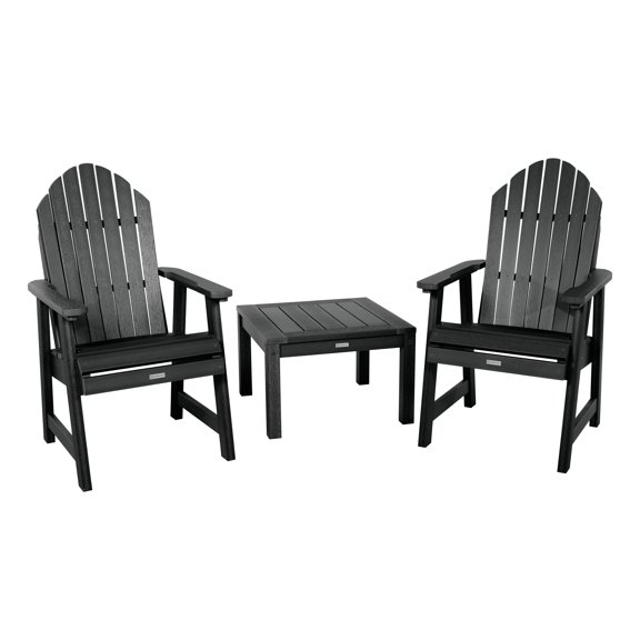 Highwood 3pc Hamilton Deck Set -Two Adirondack Deck Chairs, One Side Table, Outdoor, Eco-friendly, Synthetic Wood