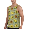 thumbnail image 2 of Gukieu Sage Green With Sunflowers Print Men's Quick Dry Fitness Vest, Round Neck Sleeveless Fitness Bodybuilding Top-X-Large, 2 of 7