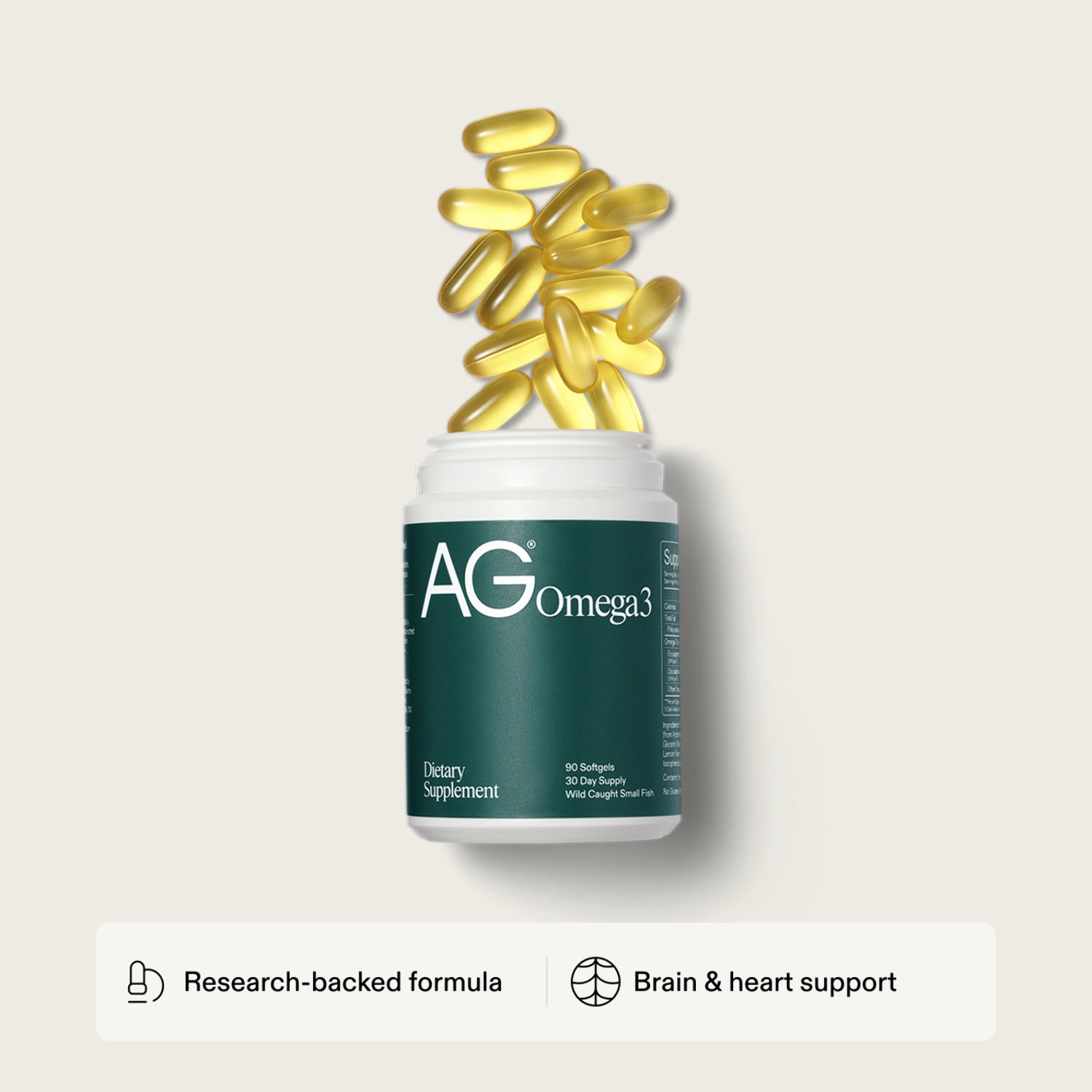 AG1 Omega 3 Fish Oil Softgels – 2000mg EPA  DHA from Wild-Caught Fish, Supports Heart, Brain  Joint Health | 90 Capsules | Athletic Greens Supplement