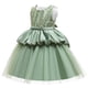 thumbnail image 1 of Vestido Para Niñas, Ropa Para Niñas Pequeñas, Color Sólido, Bordado De Hojas, Hilo De Red, Lazo, Fiesta De Cumpleaños, Vestido De Flores, Vestidos Para Niños, Verde Odeerbi LM103-8816, 1 of 9