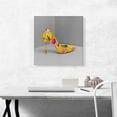 thumbnail image 2 of ARTCANVAS Yellow Modern High Heels Shoe Stiletto Flower Pattern Canvas Art Print - Size: 18" x 18" (1.50" Deep), 2 of 9
