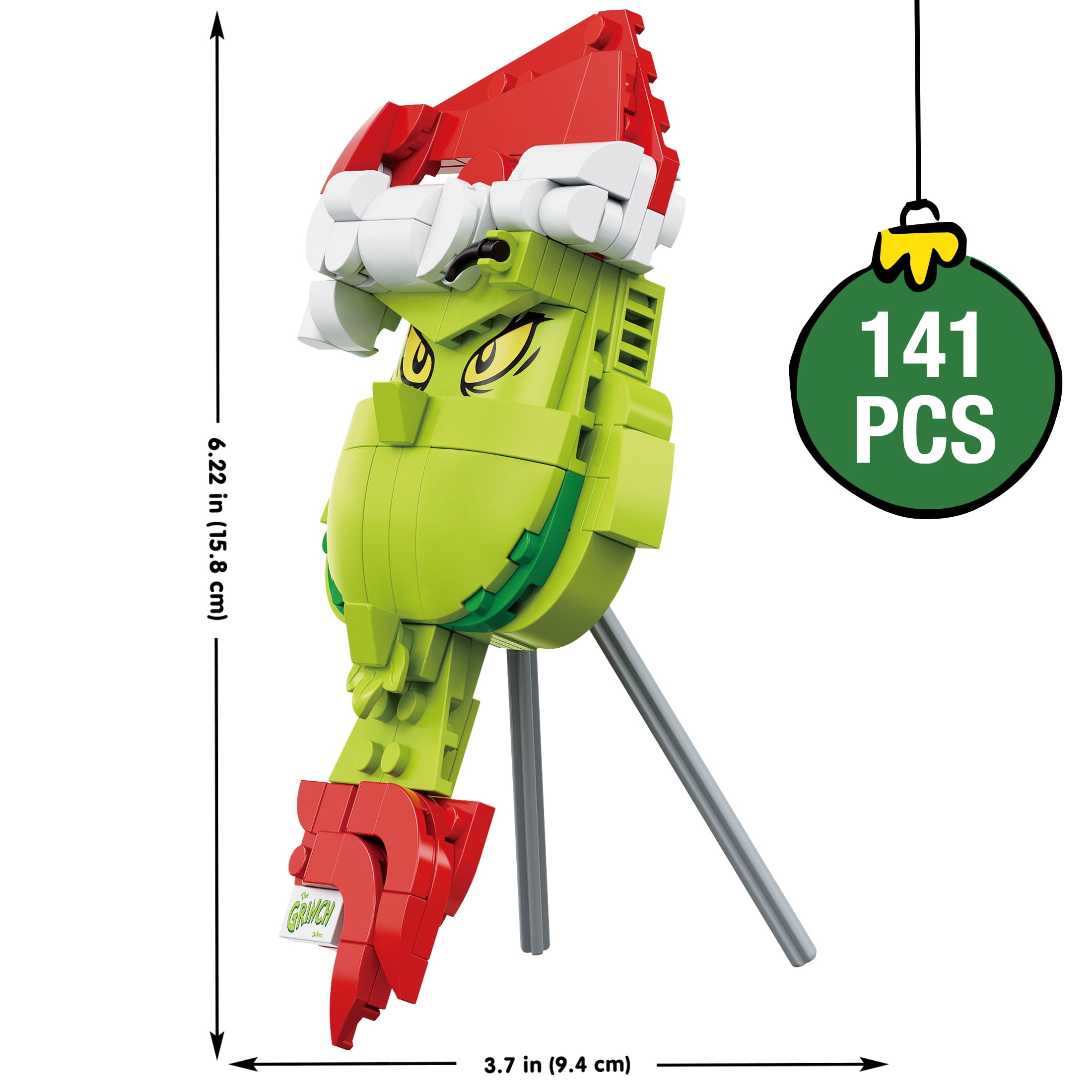 Brickcraft Grinch Decoration Brick Building Kit (141-Plastic Piece Set), Limited Edition, Hanging Christmas Décor, Toy Gift Idea for Boys and Girls Ages 8 Years Old and up