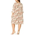 thumbnail image 3 of Agnes Orinda Women's Plus Size V Neck 3/4 Sleeves Lace Floral Loose Fit Babydoll Dresses, 3 of 6
