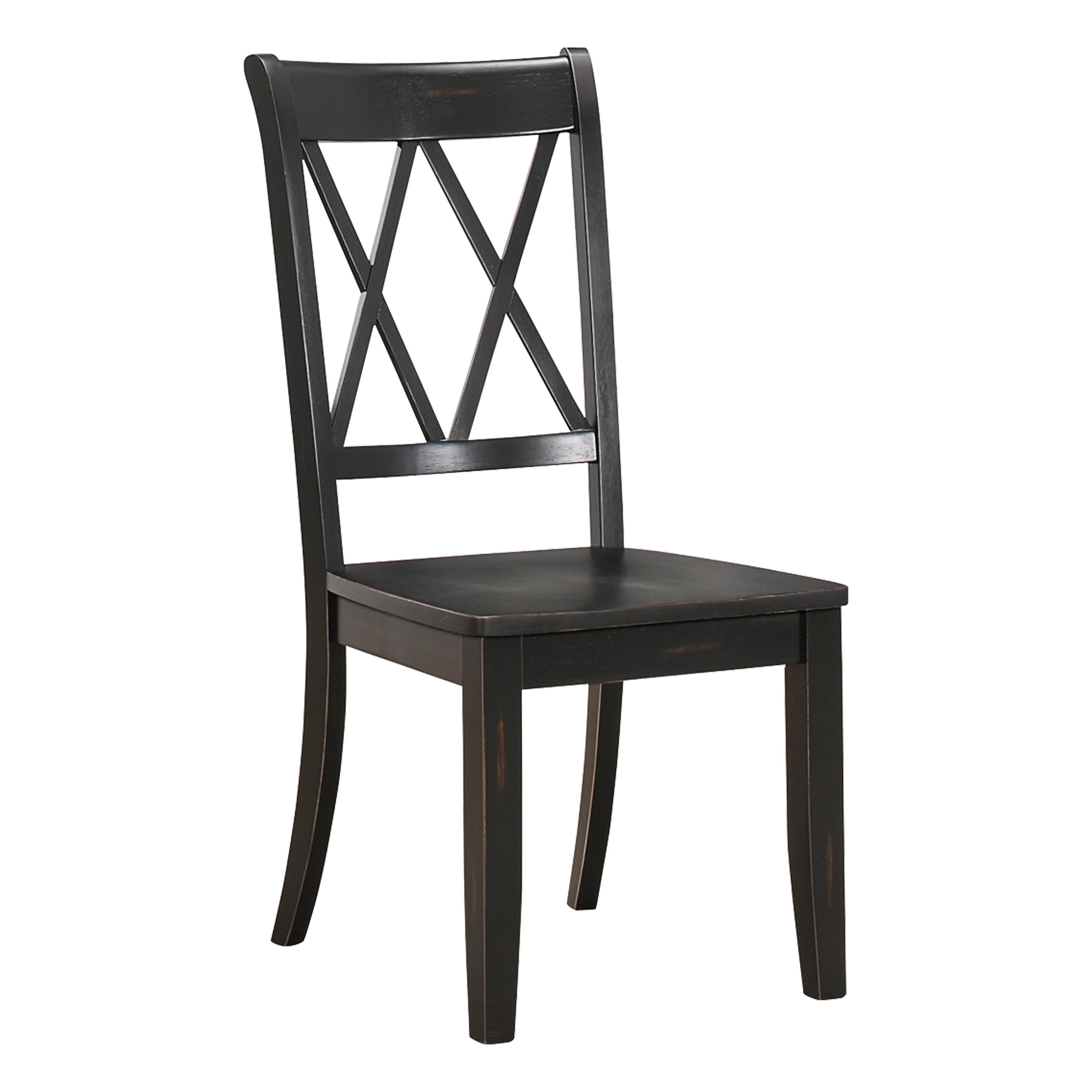 Officery Casual Black Finish Chairs Set of 2 Pine Veneer Transitional