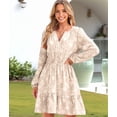 thumbnail image 4 of Women'S Casual Long Sleeve Babydoll Flowy Dress V Neck Swing Party Mini Dress Color M, 4 of 9