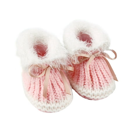 

1 Pair of Fashion Baby Shoes Unisex Woven Prehobblers Plush Winter Shoes for Infants Toddler (Pink 0-6 Months Old)