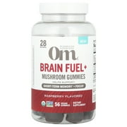 Om Mushrooms Brain Fuel+ Mushroom Gummies, Raspberry , 56 Vegan Gummies
