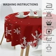 thumbnail image 3 of Merry Christmas Tablecloth 70x70 Inch Round Winter Red White Snowflakes Table Cloth Dust-Proof Wrinkle Resistant Rustic Tablecloth for Holiday Party Dining, 3 of 5
