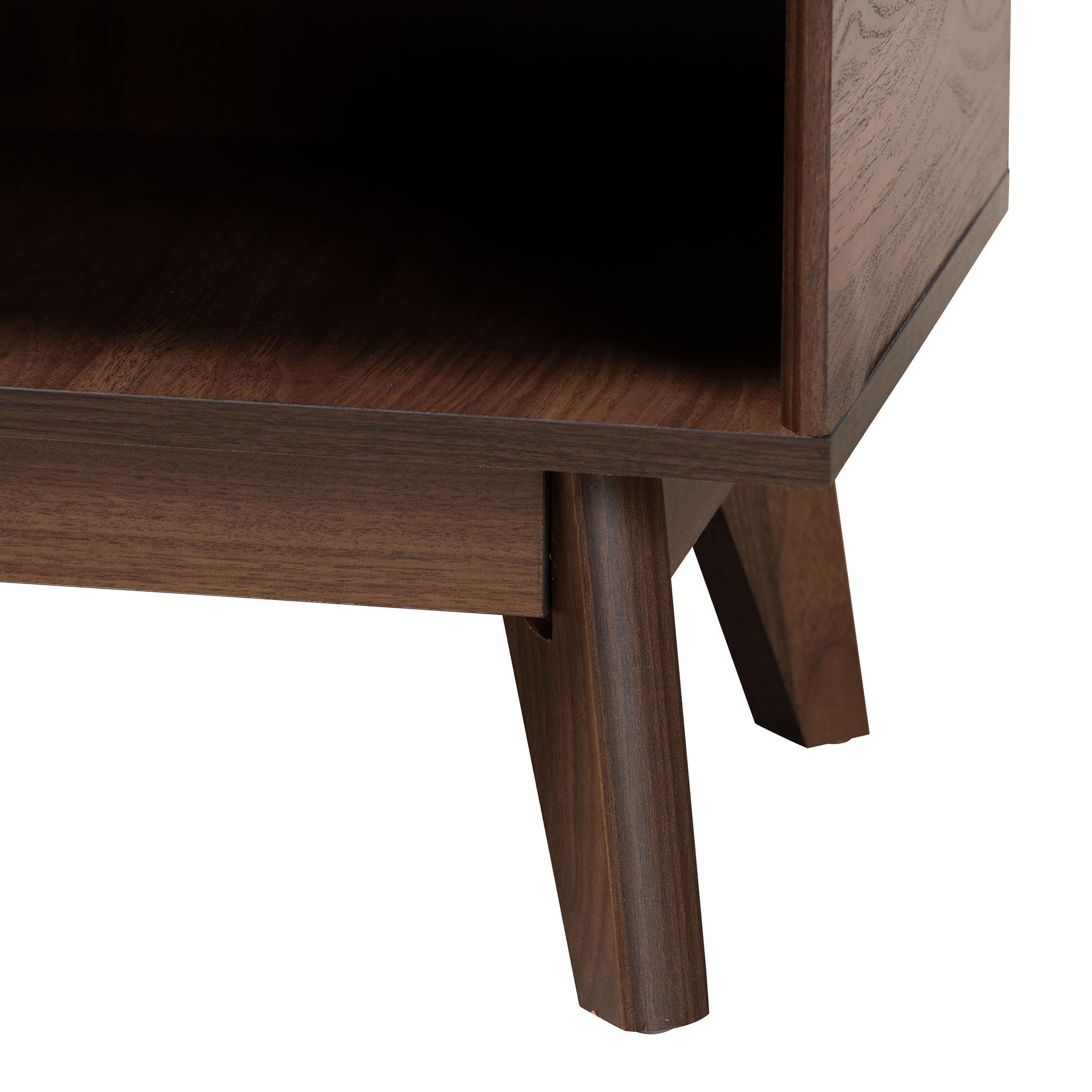 Baxton Studio Delaire Mid-Century Modern Walnut Brown Finished Wood Shoe Cabinet