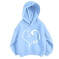 thumbnail image 2 of Spazoro Girls Pullover Hoodie with Pockets, Hooded Neck Cat Heart Graphic Print Soft Long Sleeve Relaxed Fit Trendy Casual Sweatshirt for Kids Sky Blue Size 5-6, 2 of 5