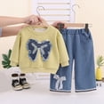 thumbnail image 2 of Toddler Girls Clothes Outfits 9 12 18 24 Months 2T 3T 4T 5T 6T Toddler Girls Fall Winter Clothes Girls Cartoon Top Denim Pants 2PCs Set Dailywear Yellow Size 3-4 Years, 2 of 5