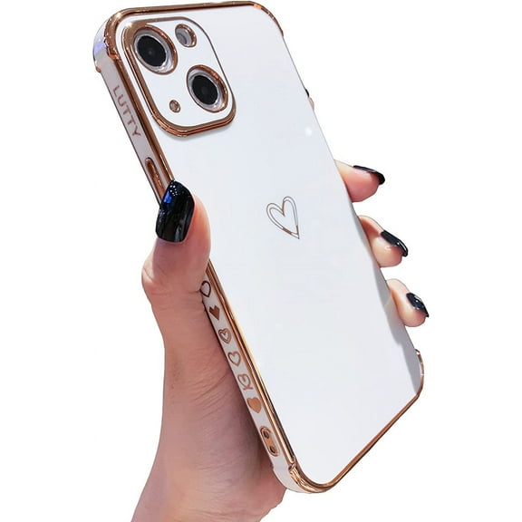 Compatible with iPhone 14 Plus Case for Women, Cute Phone Cases for Girl Raised Full Camera Protection, Shockproof Reinforced Corners Soft TPU Electroplate Bumper Case (6.7 inch) -Candy White