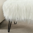 thumbnail image 5 of Home Soft Things Mongolian Faux-Fur Ottoman with Black Metal Legs, Antique White - 19" x 13" x 17", 5 of 8