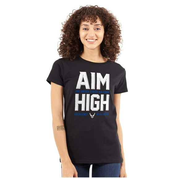 US Air Force Aim High USAF Logo Women's T Shirt Ladies Tee Brisco Brands S
