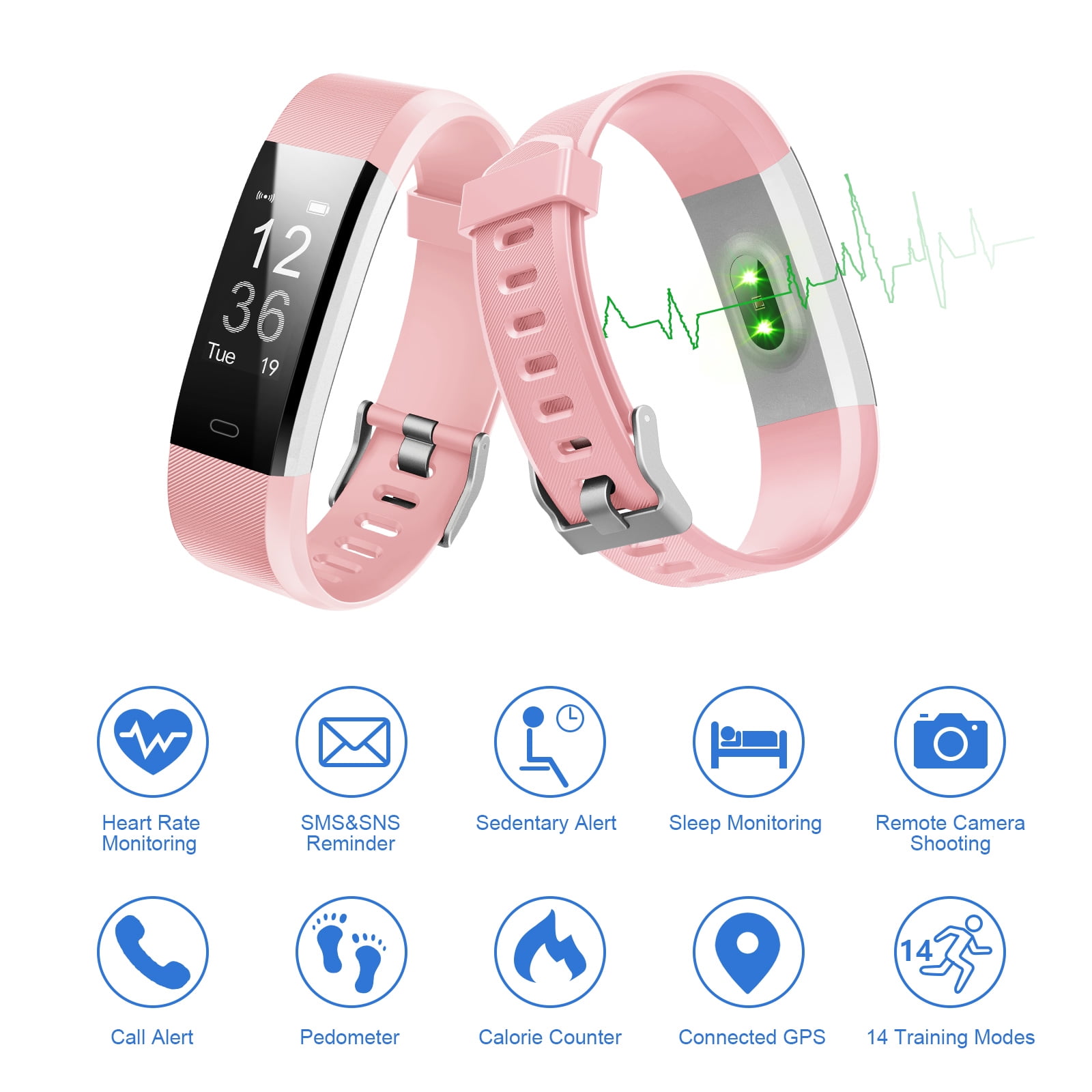 LETSCOM ID115PlusHR Fitness Tracker with Heart Rate Monitor IP67