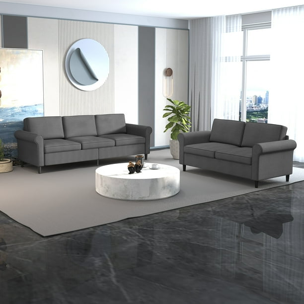 MUZZ Soft Couches Set for Living Room,2 Piece Modular Sleeper Loveseat