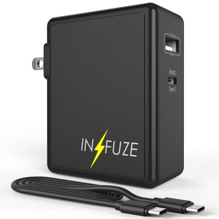 

Infuze 45W Wall Charger for Samsung Galaxy A02s (2-Ports: Power Delivery USB-C 2.4A USB-A) with Touch Tool - Black