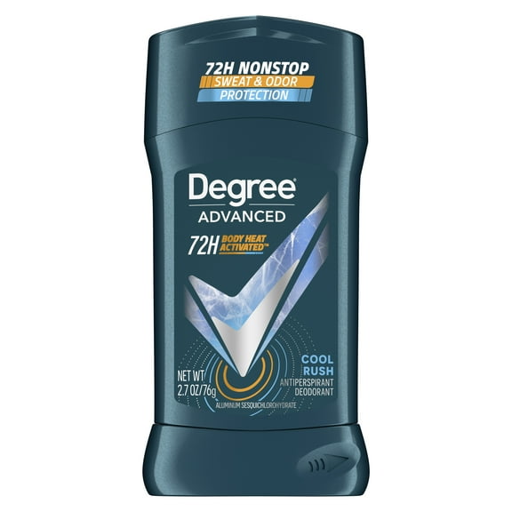 Degree Advanced Long Lasting Men's Antiperspirant Deodorant Stick Cool Rush, 2.7 oz