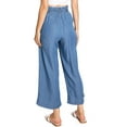 thumbnail image 3 of CEST TOI Womens High Rise Paper-bag Waist Cropped Wide Leg Culotte Pants (S, Medium Denim), 3 of 4