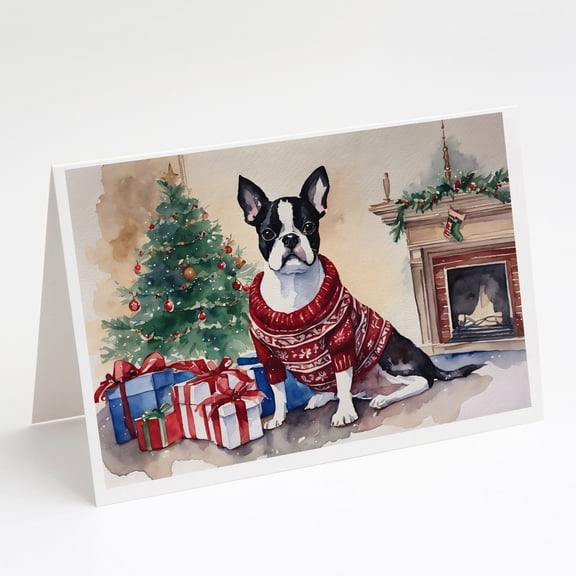Boston Terrier Christmas Greeting Cards and Envelopes Pack of 8 7 in x 5 in