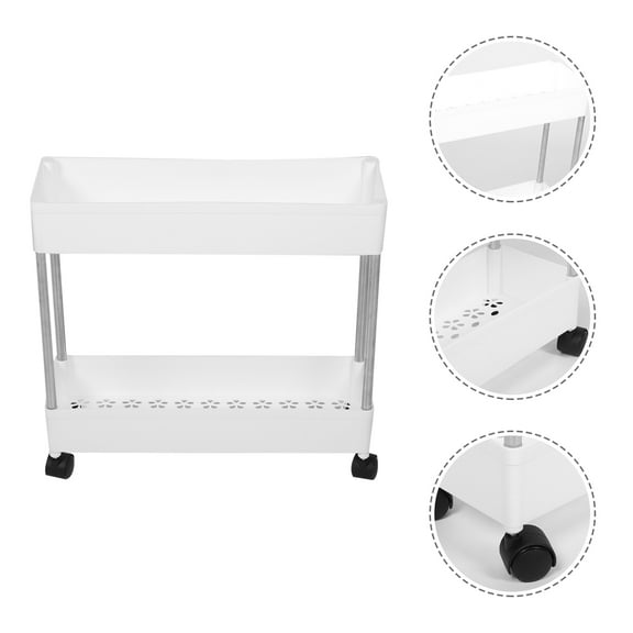 WRISTBIQUE Movable Trolley Rack Kitchen Trolley Rack White Plastic 1Pack