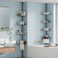 thumbnail image 2 of Corner Shower Caddy Tension Pole, 76"-110" Adjustable Bathroom Organizer Shelves, 4-Tier Bathroom Shelves with Built-In Towel Bars , Black, 2 of 6
