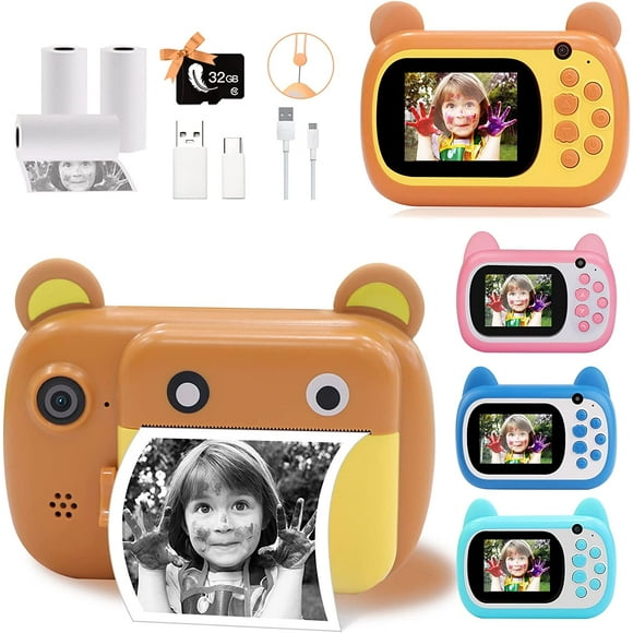 Instant Print Camera for Kids, Upgrade Selfie Kids Camera, Digital Zero Ink Video Camera with 3 Rolls Print Paper