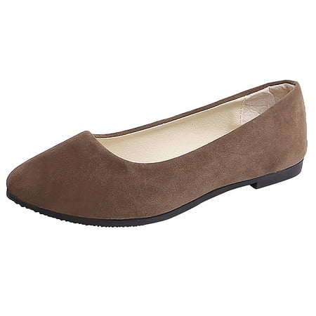 

Sehao Women Girls Solid Big Size On Flat Shallow Comfort Casual Single Shoes Flock Coffee 8 US (Wide Widths Available)