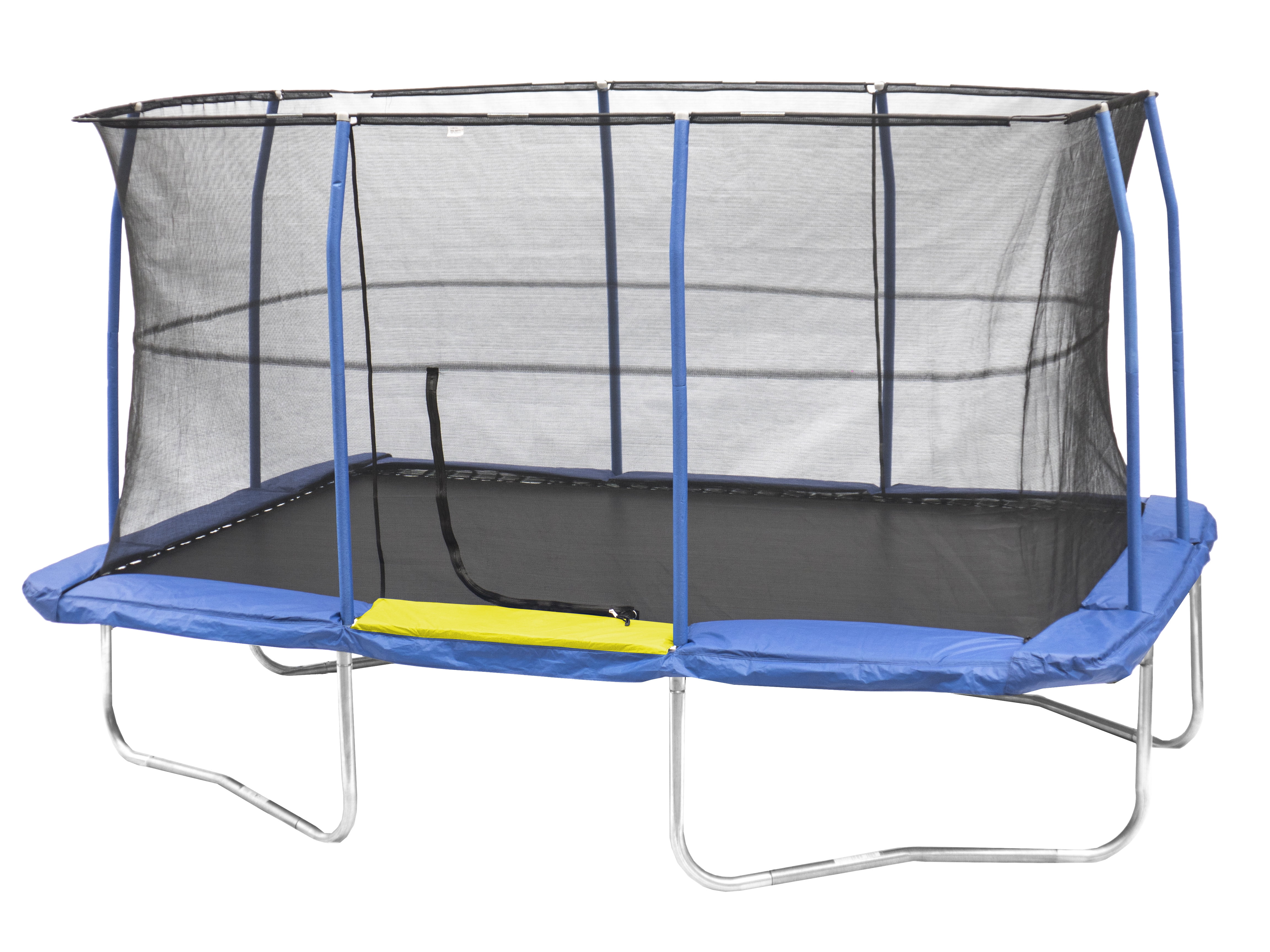 Jumpking Rectangle 10&amp;#39; x 14&amp;#39; Trampoline, with Enclosure, Blue/Yellow (Box 1 of 3)