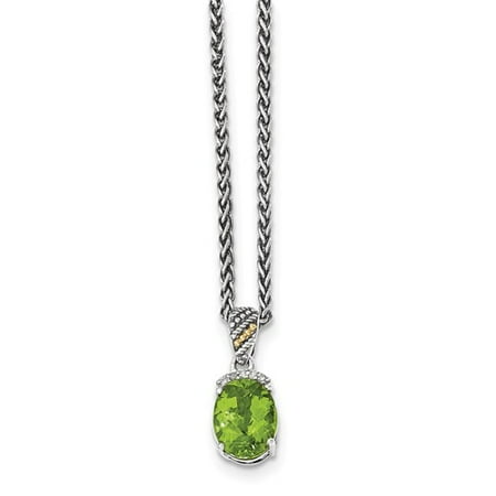 Sterling Silver w/14k Gold Peridot & Diamond Pendant