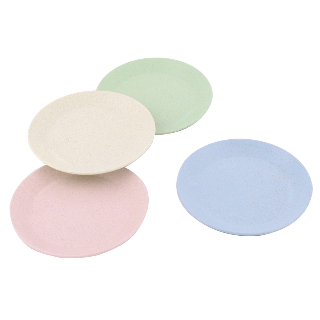 Household Round Design Food Snack Dessert Dish Plate Assorted Color 4 Pcs by