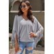 thumbnail image 4 of ABPHQTO Top de mujer con escote en pico y flecos gris, 4 of 5