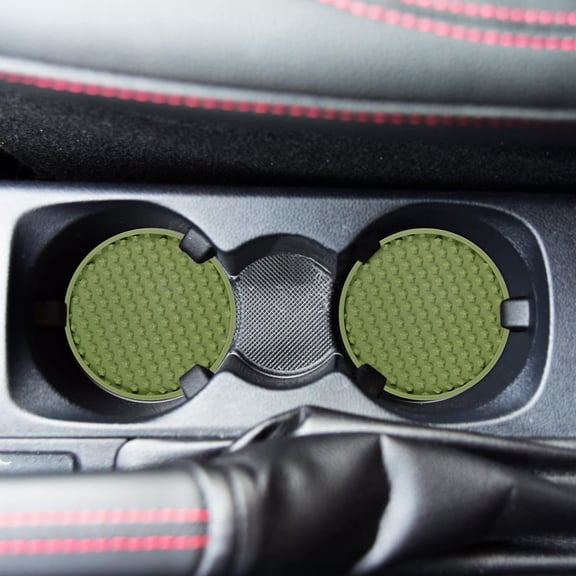 DEEPCRAFF 4Pcs Silicone Car Cup Coasters Non Slip Round Coaster for Car Cup Holders Green