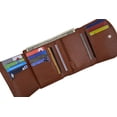 thumbnail image 4 of Women's Genuine Leather Compact Double ID Windows Credit Card Holder Wallet With Zippered Pocket by Moga (Tan), 4 of 6