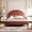Bean paste red, variant on Full Size Upholstered Platform Bed With Flower Pattern Headboard In Beige - Slats, Warm Bedroom Addition No Foundation Requirement, Stable Resting Surface
