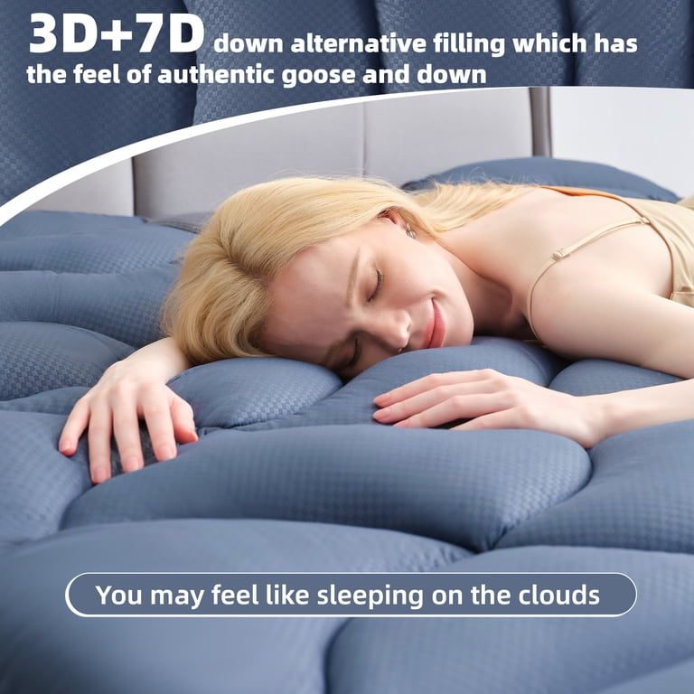 BDEUS Twin Mattress Pad, Breathing Microfiber Dark Blue photo 8