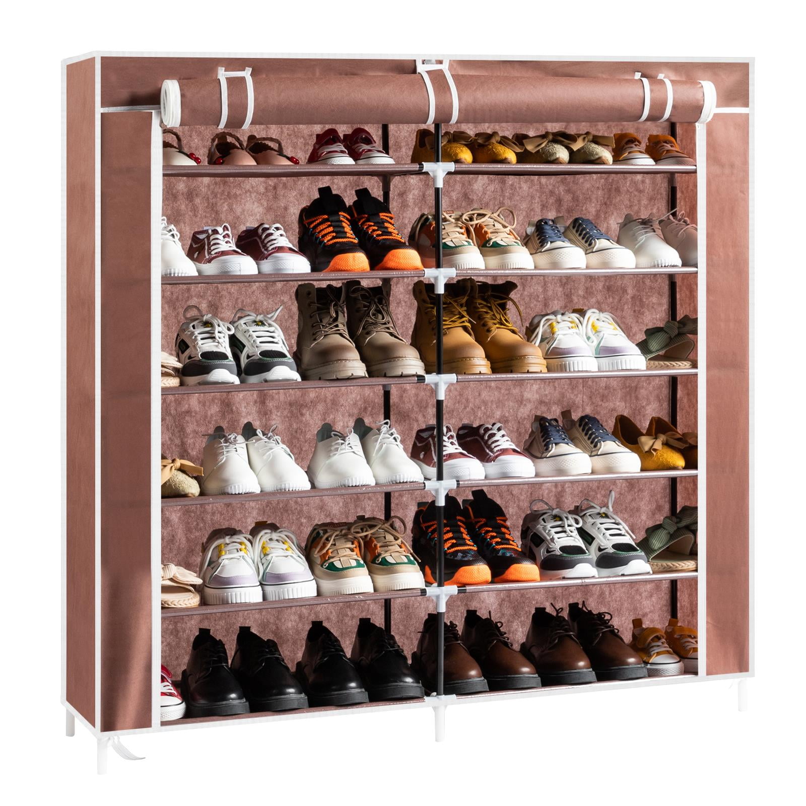 Goplus Brown Wood Shoe Rack Organizer with 6 Tiers - Holds 9 Pairs of  Shoes, Freestanding Design for Closet or Display Shelf