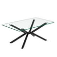 thumbnail image 6 of OUFAN 39.37" Rectangular Clear Tempered Glass Coffee Table, Stylish Design Black Metal Legs, Modern&Simple Center Table for Living Room,Transparent, 6 of 8