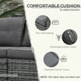 thumbnail image 4 of Outsunny 2 Piece Patio Wicker Corner Sofa Set, Outdoor PE Rattan Furniture, with Curved Armrests and Padded Cushions for Balcony, Garden, or Lawn, Lawn, Grey, 4 of 9