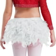 thumbnail image 5 of Lejafay Girls Glittery Rhinestones Dance Outfits One Shoulder Mock Neck Crop Top with Feather Briefs Dancewear White 6, 5 of 6