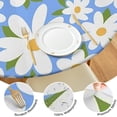 thumbnail image 4 of Blue Daisy Flower Green Leaves Pattern Round Fitted Tablecloth with Elastic Edge,Dining Table Cover Waterproof,Outdoor Round Tablecloth for Camping,Dining,Indoor and Outdoor, 4 of 7