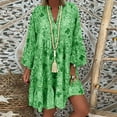 thumbnail image 1 of Femmes Ample Imprimé Trois Quarts Mini Robe Robe d'Été, 1 of 6