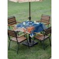 thumbnail image 4 of Outdoor Tablecloth with Umbrella Hole for Patio/Picnic/Party/Camping, Blue Coastal Jellyfish Waterproof Table Cloth Square Cover Washable, Nautical Orange Coral Starfish (54"x 54"), 4 of 9