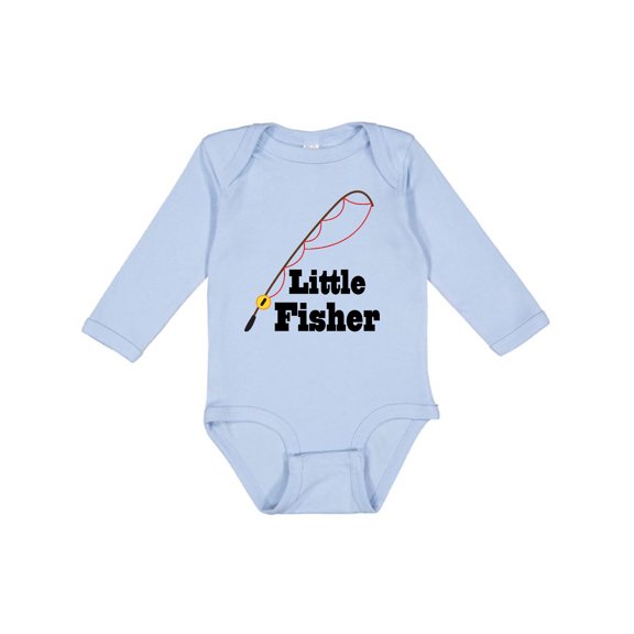 Inktastic Little Fisher Fishing Boys or Girls Long Sleeve Baby Bodysuit