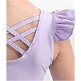 thumbnail image 4 of ‌LYMAYTER Ballet Leotards for Girls Ruffled Sleeve Bodysuit Summer Short Sleeve Dance Practice 3-11Y, 4 of 8