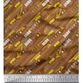 thumbnail image 3 of Soimoi Brown polyester Crepe Fabric Brush Stroke & Speed Drive Text Printed Fabric 1 Yard 52 Inch Wide, 3 of 3