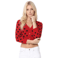 thumbnail image 4 of YEMAK Women's 3/4 Sleeve V-Neck Polka Dot Cropped Bolero Sweater Cardigan MK8213-RED/BLACK-L, 4 of 6