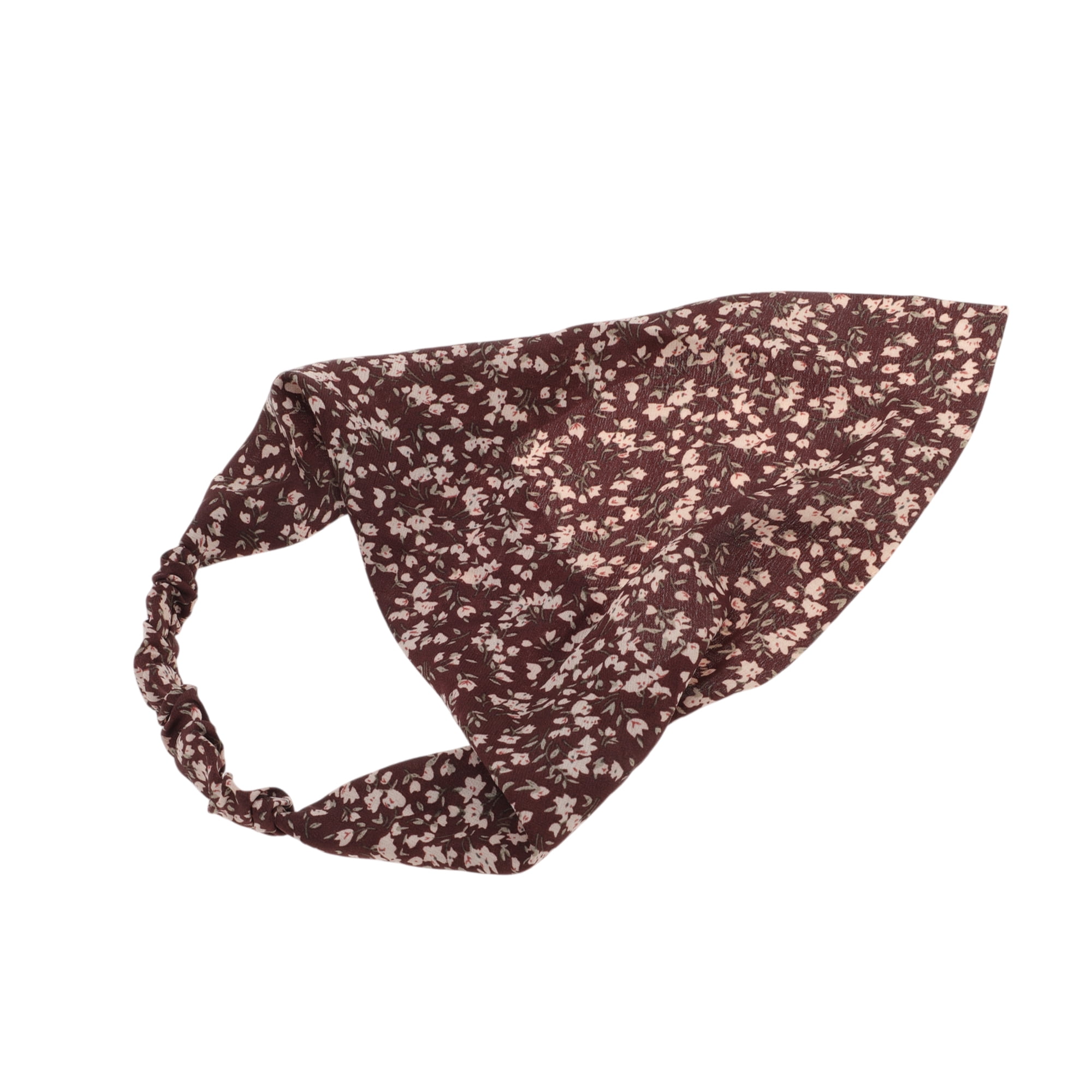 Unique Bargains 1pc Fashion Ditsy Floral Headwrap 8.86''x9.65'' Coffee Color