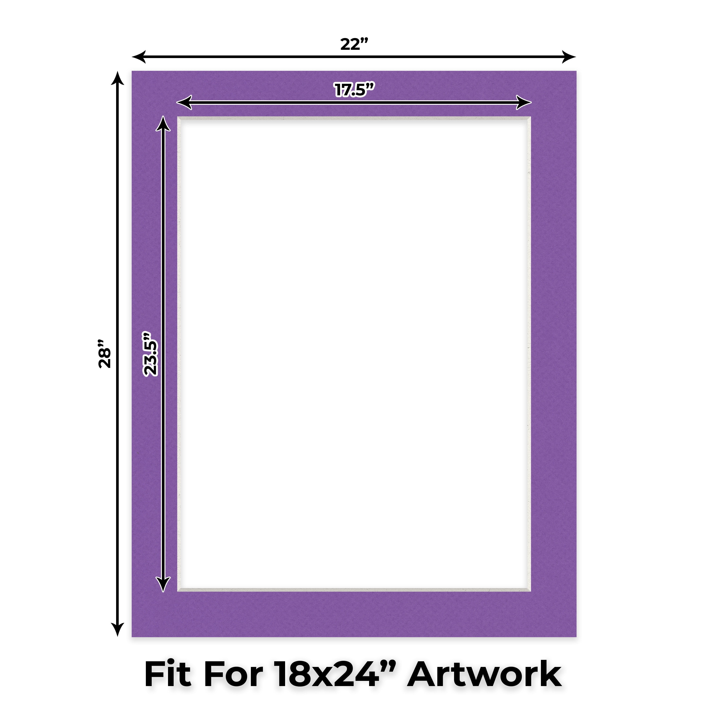 Purple Iris Picture Frame Mat for 22x28 Frames - Fits 18x24 Photos - 1 Mat